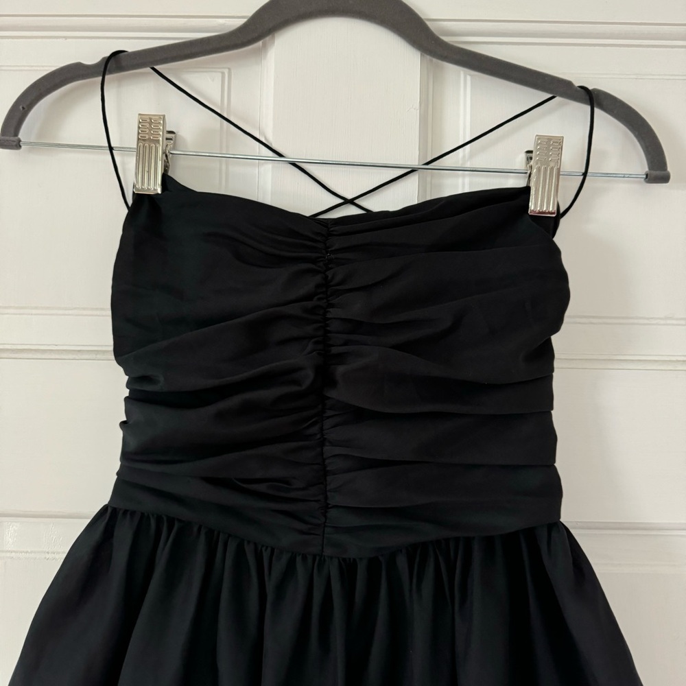 Matteau Gathered Lace Up Silk Cotton Maxi Dress Black Size 3 US 6 - Picture 6 of 11